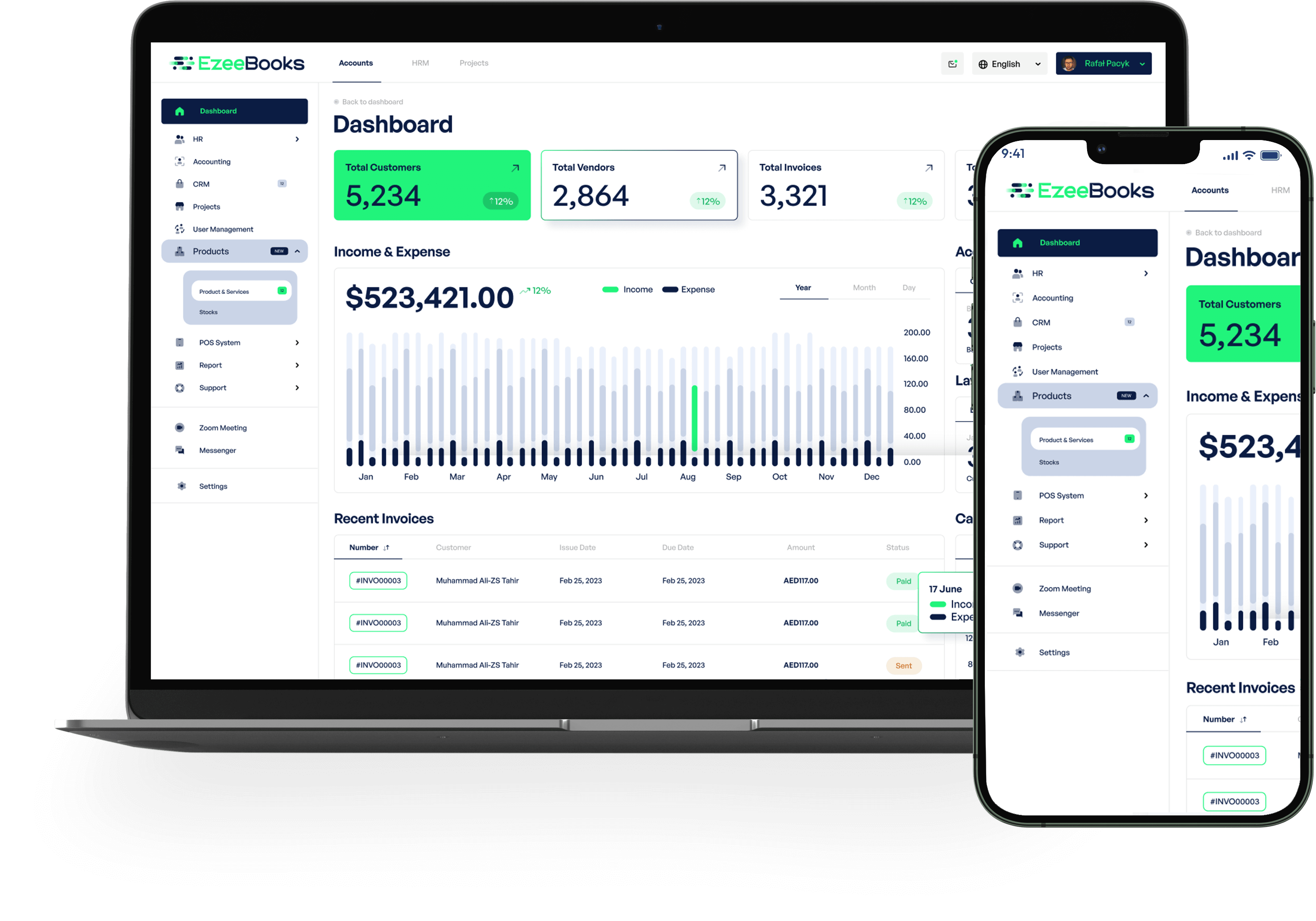 Ezeebooks Dashboard